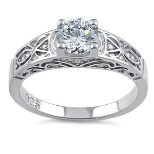 sterling silver clear round cut engagement cz ring