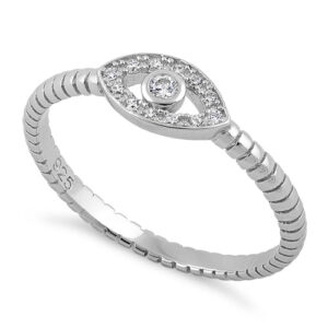 sterling silver clear stone evil eye cz ring