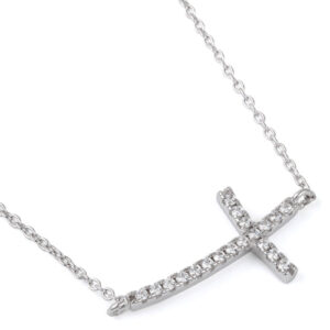 sterling silver cross cz necklace