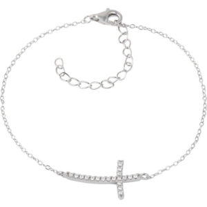 sterling silver cz cross bracelet