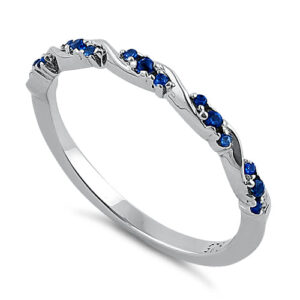 sterling silver dainty blue spinel cz ring