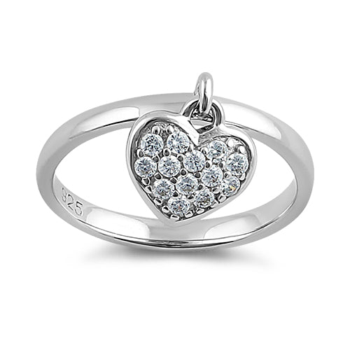 sterling silver dangling heart cz ring sterling silver dangling heart cz ring