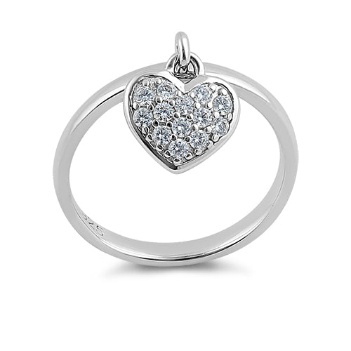 sterling silver dangling heart cz ring sterling silver dangling heart cz ring