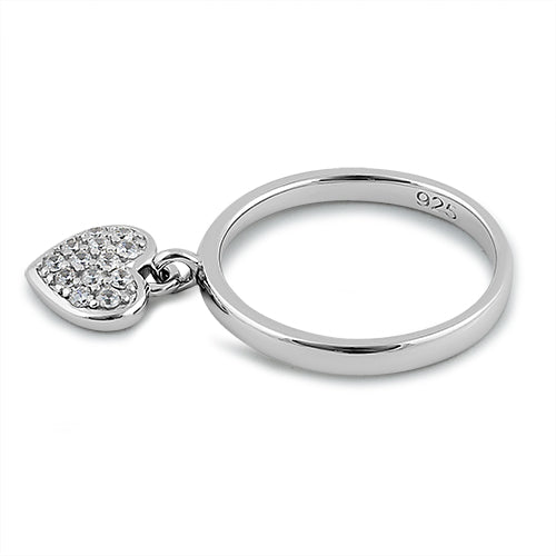sterling silver dangling heart cz ring sterling silver dangling heart cz ring
