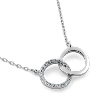 sterling silver double halo cz necklace