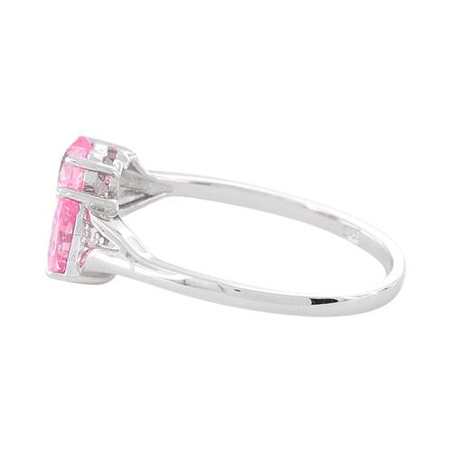 sterling silver double heart pink cz ring sterling silver double heart pink cz ring