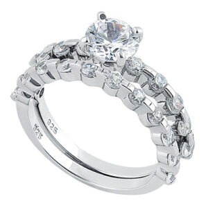 sterling silver double round cz ring