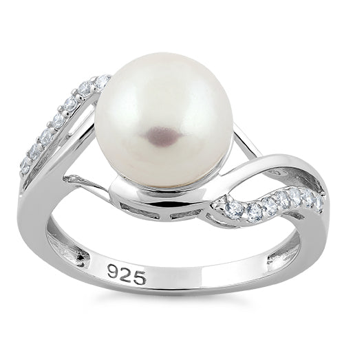 sterling silver elegant pearl cz ring sterling silver elegant pearl cz ring