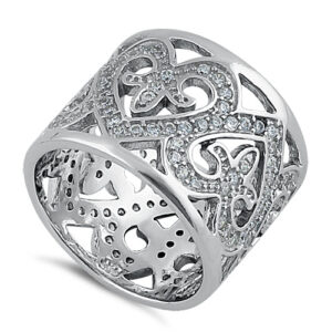 sterling silver extravagant heart cz ring