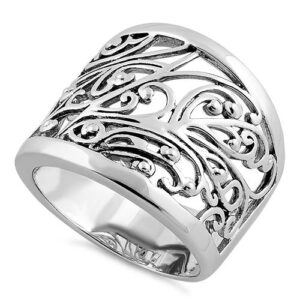 sterling silver extravagant vines ring