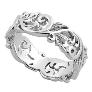 sterling silver filigree floral ring