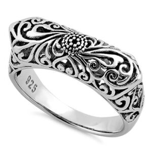 sterling silver floral statement ring