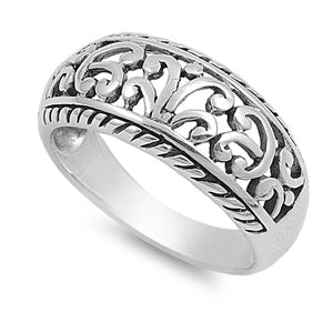 sterling silver floral wavy ring