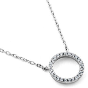 sterling silver halo cz necklace
