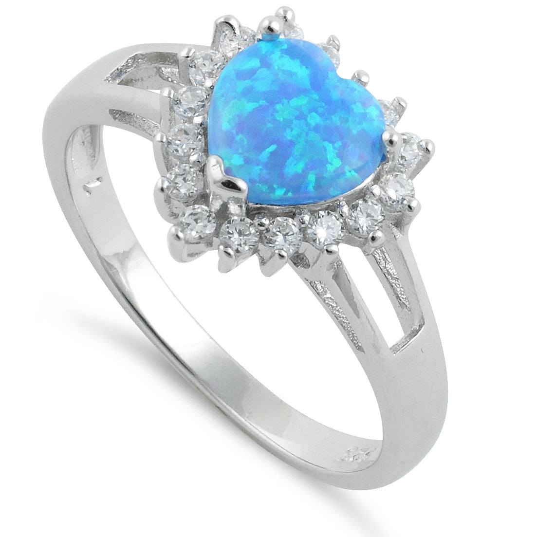sterling silver heart blue lab opal cz ring sterling silver heart blue lab opal cz ring
