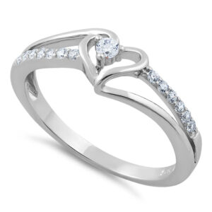 sterling silver heart cz ring