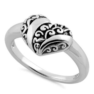 sterling silver heart swirl ring