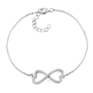 sterling silver infinity heart cz bracelet