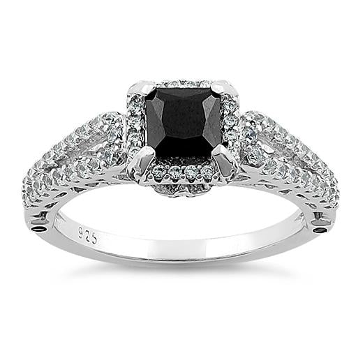 sterling silver lavish princess cut black cz ring sterling silver lavish princess cut black cz ring