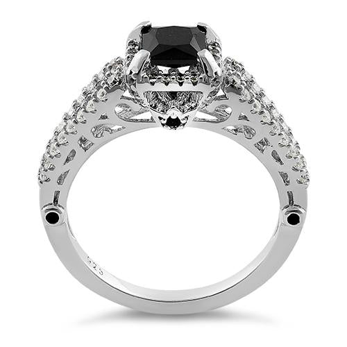 sterling silver lavish princess cut black cz ring sterling silver lavish princess cut black cz ring