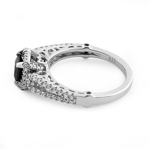 sterling silver lavish princess cut black cz ring sterling silver lavish princess cut black cz ring