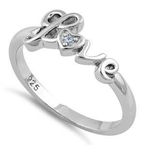 sterling silver love cz ring
