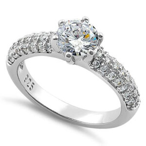 sterling silver marvelous round cut clear cz engagement ring