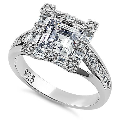 sterling silver modern asscher cut clear cz engagement ring sterling silver modern asscher cut clear cz engagement ring