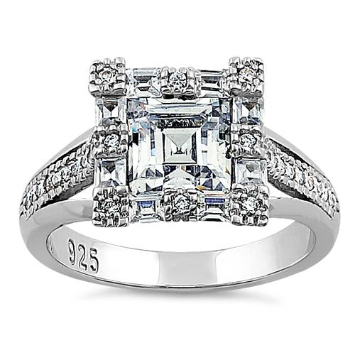 sterling silver modern asscher cut clear cz engagement ring sterling silver modern asscher cut clear cz engagement ring