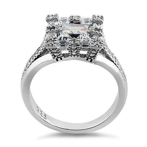 sterling silver modern asscher cut clear cz engagement ring sterling silver modern asscher cut clear cz engagement ring