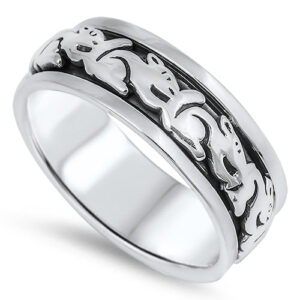 sterling silver spinner multiple squirrel band ring
