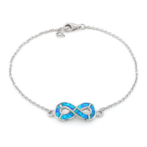 sterling silver lab opal infinity bracelet