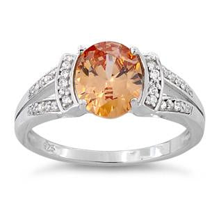 sterling silver oval orange cz ring sterling silver oval orange cz ring