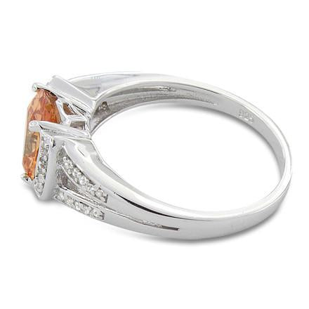 sterling silver oval orange cz ring sterling silver oval orange cz ring