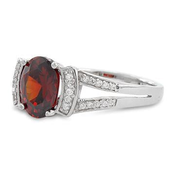 sterling silver oval garnet cz ring sterling silver oval garnet cz ring