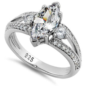 sterling silver pristine marquise cut clear cz ring