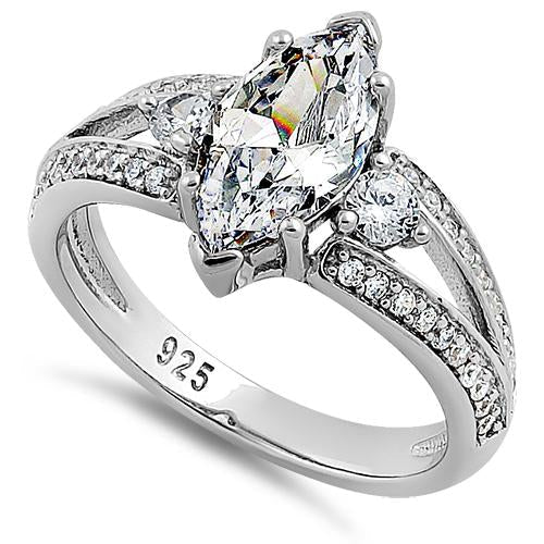 sterling silver pristine marquise cut clear cz ring