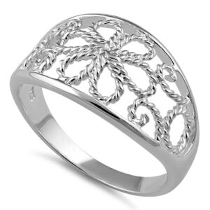 sterling silver rope shaped flower ring