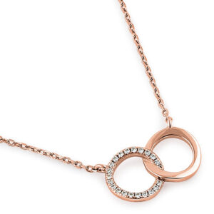 sterling silver rose gold double link circles cz necklace