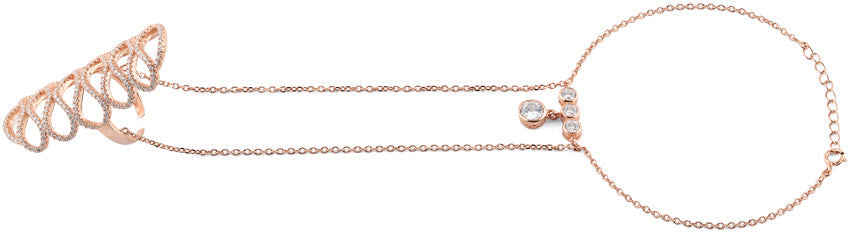 sterling silver rose gold figure 8 extravagant cz chain ring bracelet sterling silver rose gold figure 8 extravagant cz chain ring bracelet