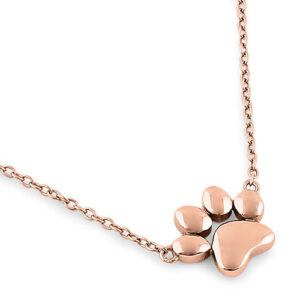 sterling silver rose gold paw necklace