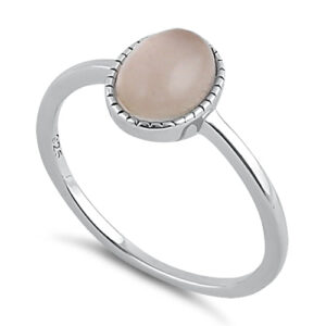 sterling silver rose quartz oval stone ring
