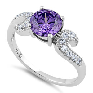 sterling silver round amethyst cz ring