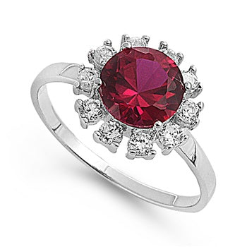 sterling silver round garnet cz ring sterling silver round garnet cz ring