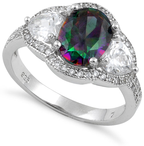 sterling silver round rainbow topaz cz ring sterling silver round rainbow topaz cz ring