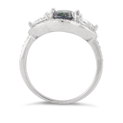 sterling silver round rainbow topaz cz ring sterling silver round rainbow topaz cz ring
