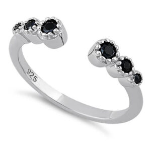 sterling silver six round cut black cz ring