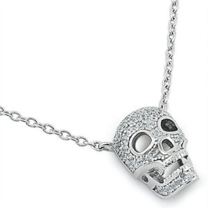 sterling silver skull cz necklace