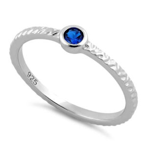 sterling silver small round cut blue spinel cz ring