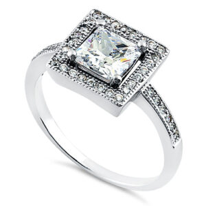 sterling silver square cz ring